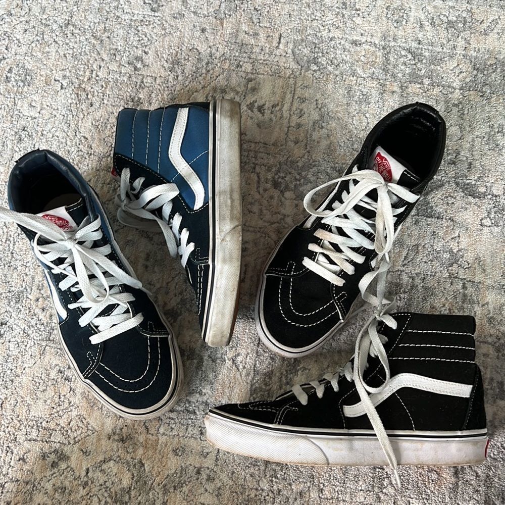 Set of 2 pairs vans SK8-HI women 6 mens 4.5 blue and black high